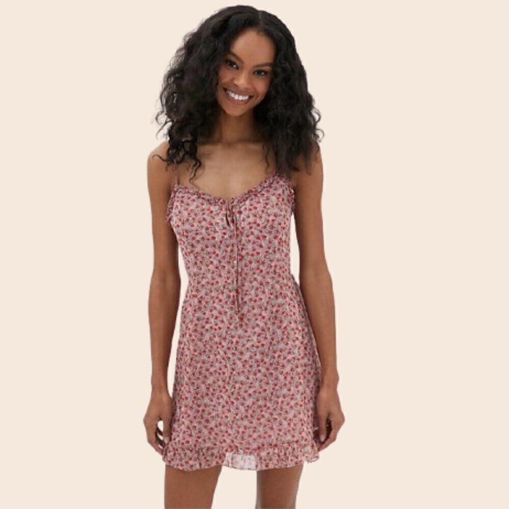 Dress Forum Light Pink Floral Print Mini Dress Size Medium
